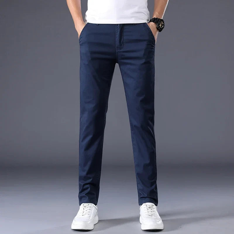 Montari Slim-Fit Cotton Trousers - Blue