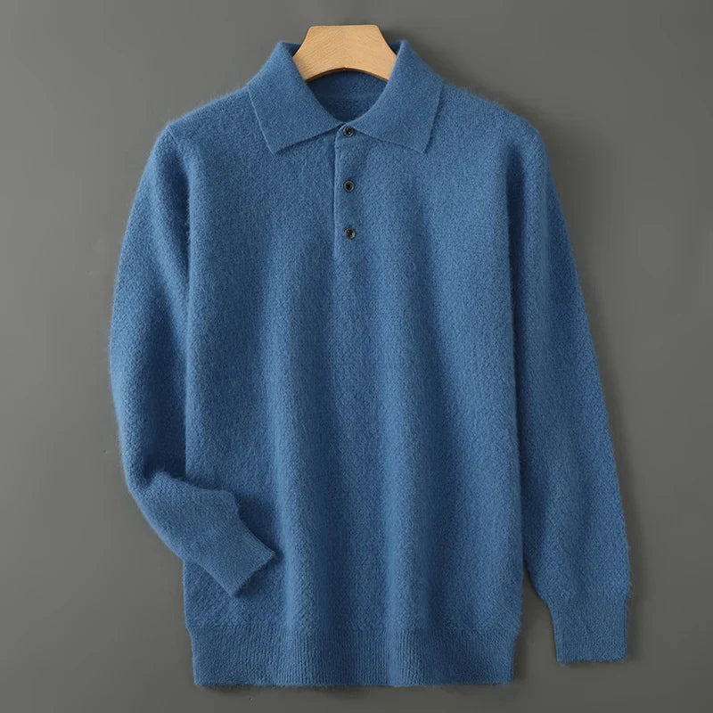 Vestori Cashmere Button-Up Sweater - Dark Blue
