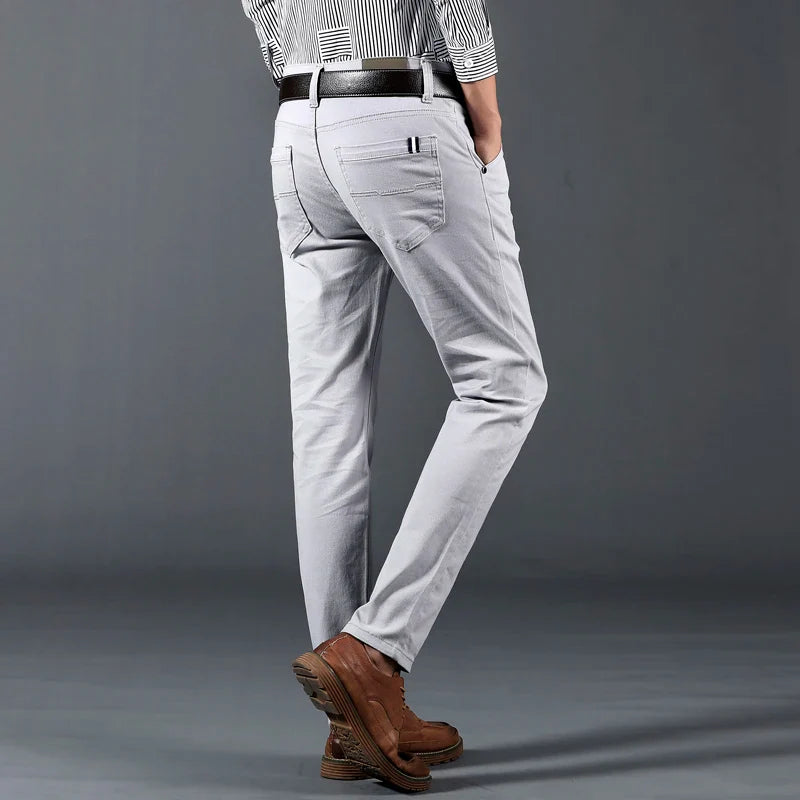 Montari Slim Fit Cotton Pants - Light Gray