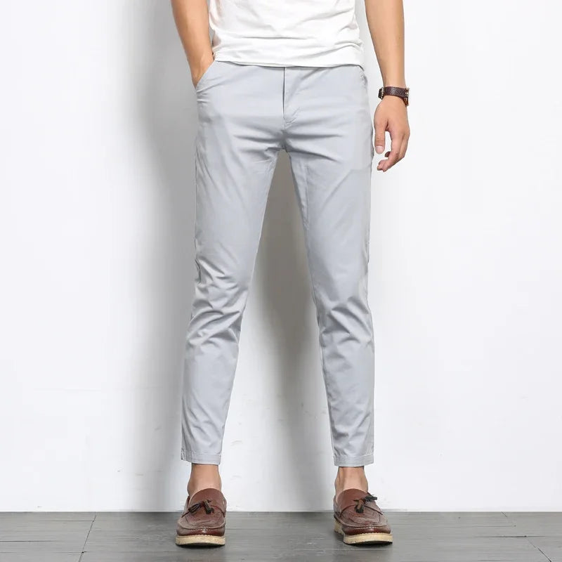 Montari Slim-Fit Cotton Pants - Gray