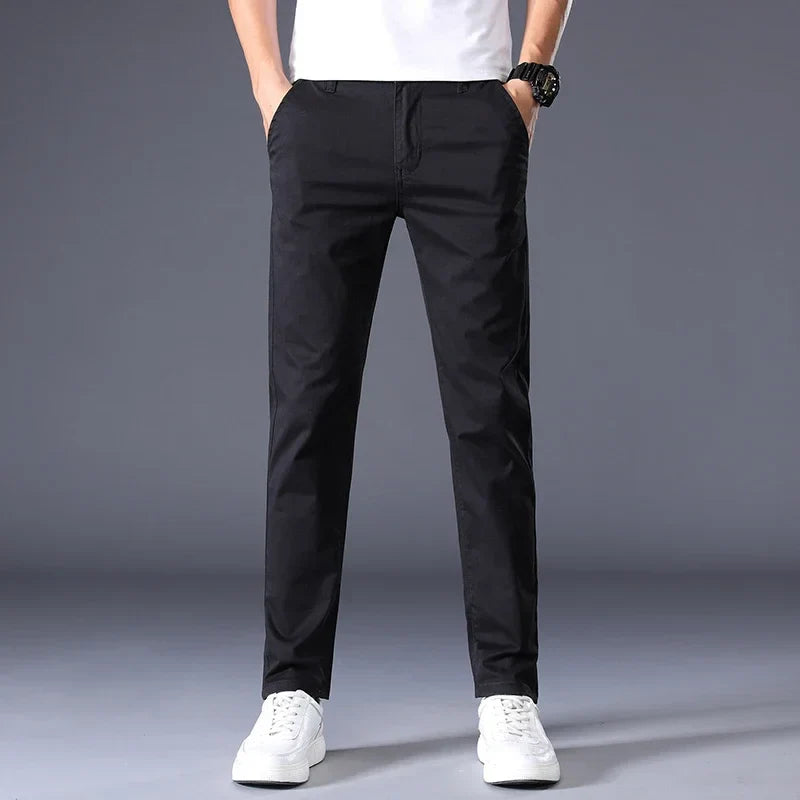 Montari Slim-Fit Cotton Trousers - Black
