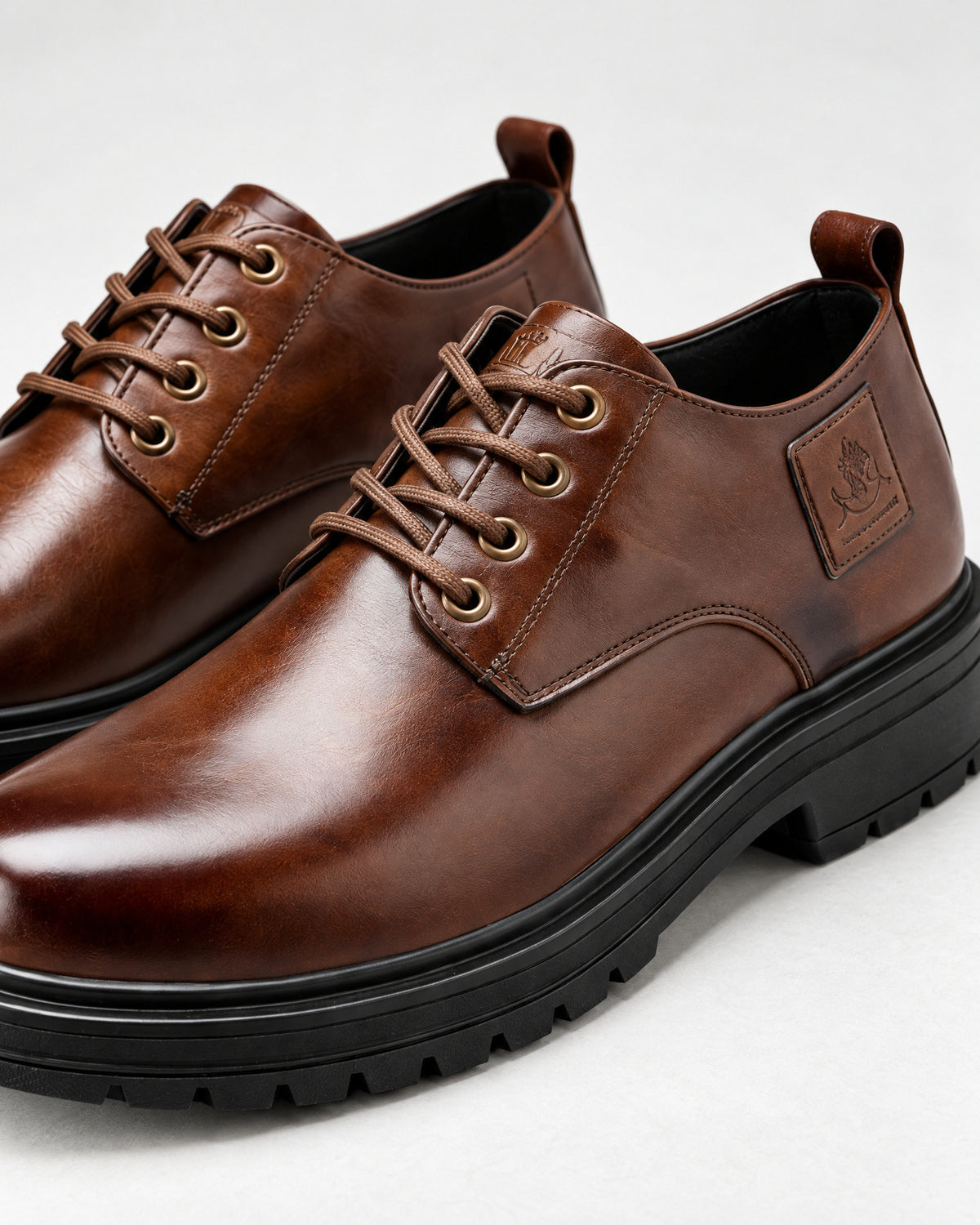 Lace-Up Leather Derby Shoes for Men – close-up detail