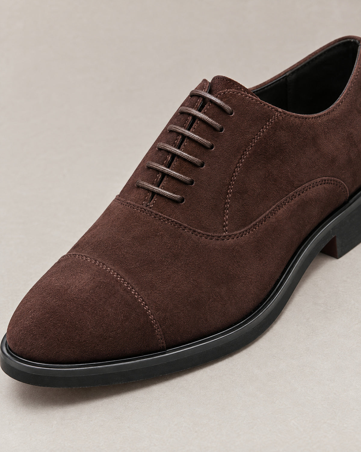 Toe Suede Oxford Dress Shoes for Men – close-up detail