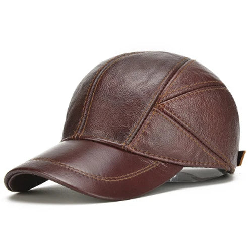 Torino Genuine Leather Vintage Adjustable Cap - Coffee