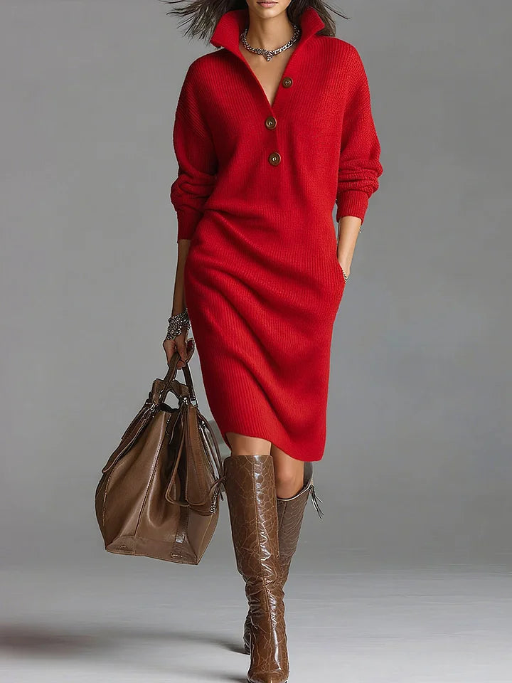 Sweater Dress – Women's Workday Outfit | Fatima - Red