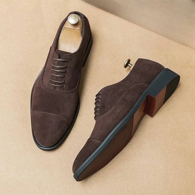 Cap Toe Suede Oxford Dress Shoes for Men
