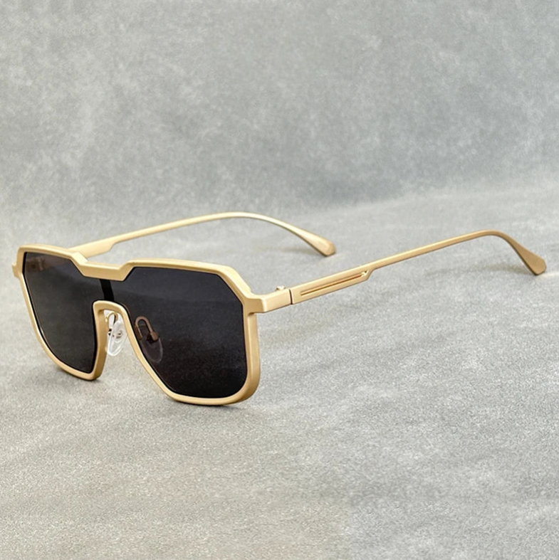 Men's Aviator Sunglasses – UV400 Protection - Gold - Black Lens