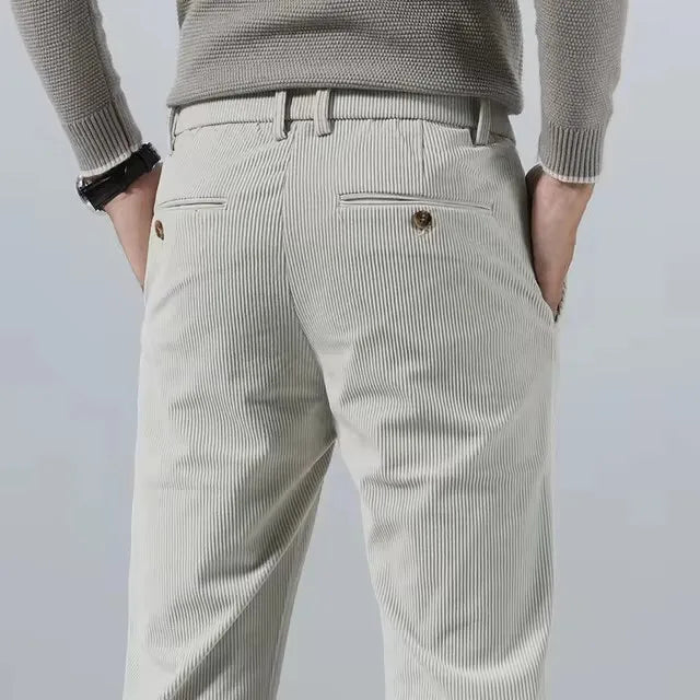 Men's Slim Fit Corduroy Chino Pants - Cream