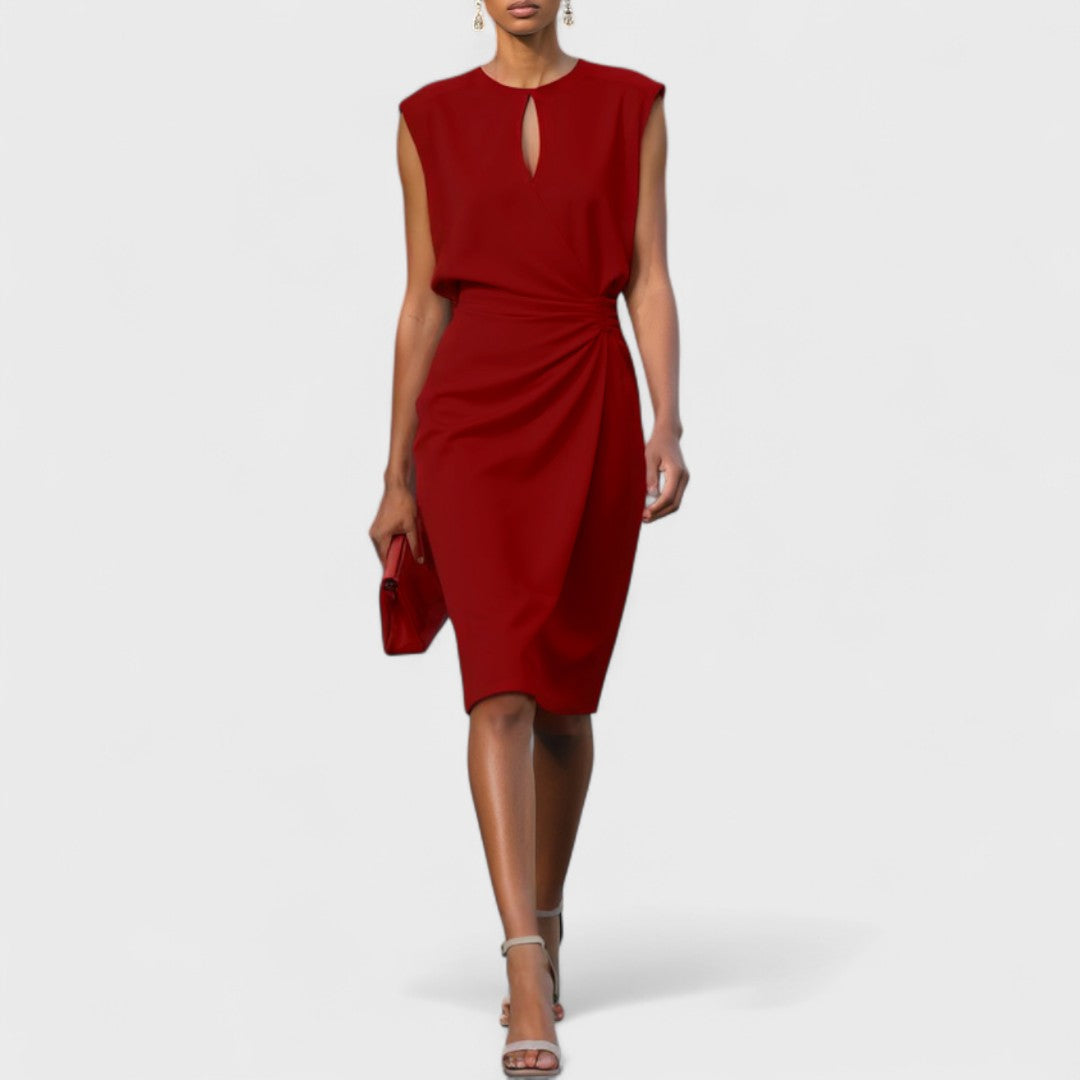 Elegant Midi Dress – Women's Formal or Daytime Dress | Kathy - Red