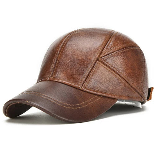 Torino Genuine Leather Vintage Adjustable Cap - Brown
