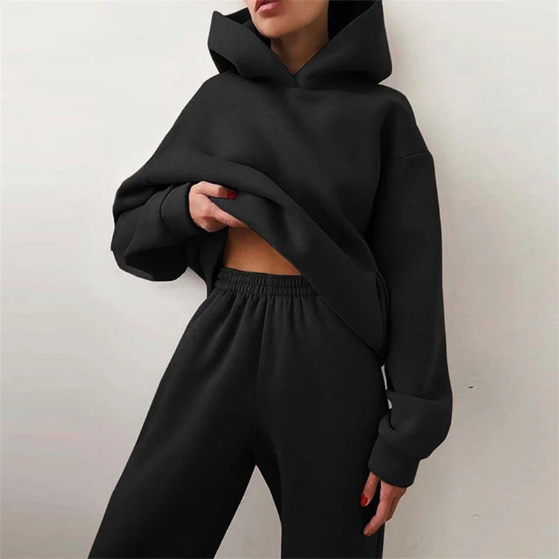 Serina Oversized Two-Piece Lounge Set - Black