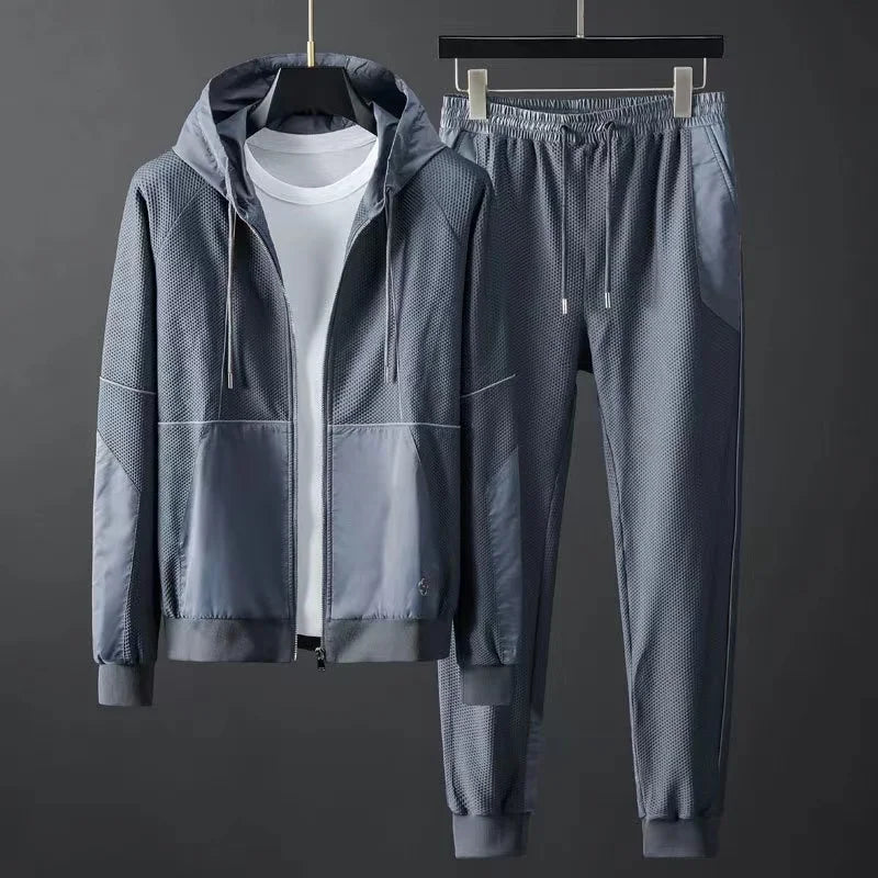 Men's Brushed Knit Tracksuit Set – 2 Piece - Blue