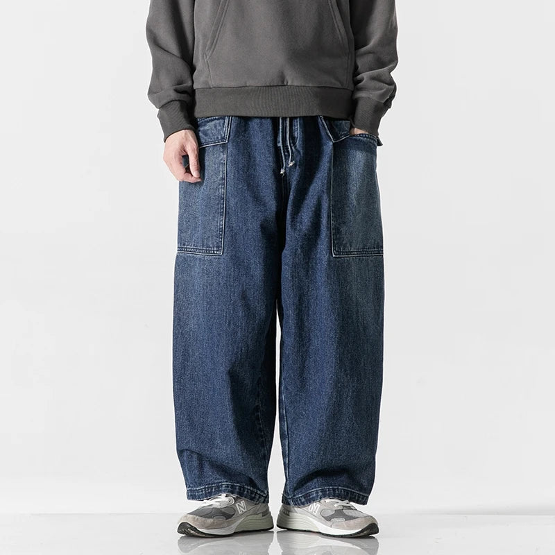 Cordell Wide-Leg Denim Jeans - Blue