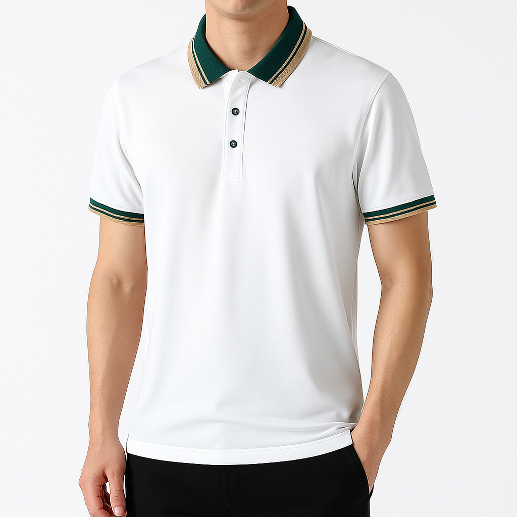 Men's Knit Button-Up Polo Shirt - White