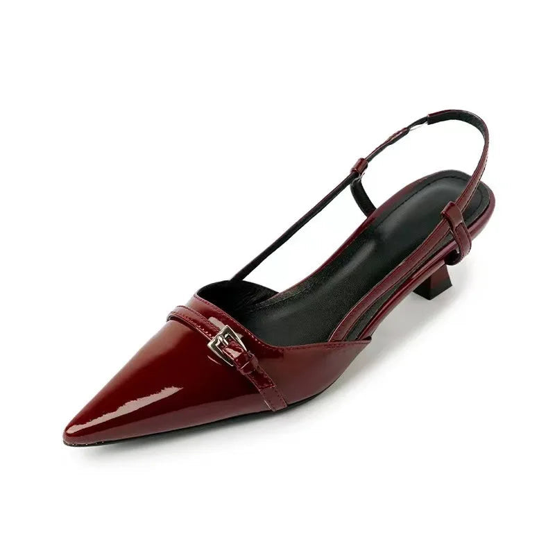 Women's Pointed-Toe Slingback Heels - Burgundy