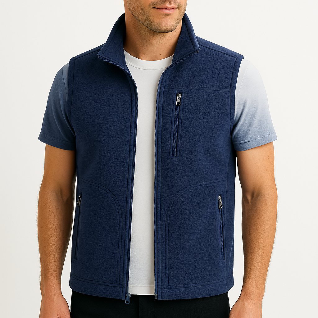 Montero Fleece Zip-Up Vest - Navy Blue
