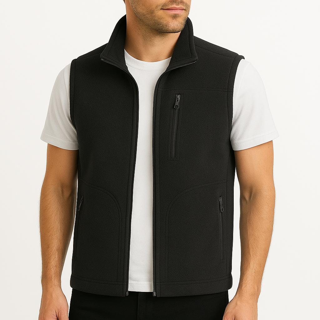 Montero Fleece Zip-Up Vest - Black