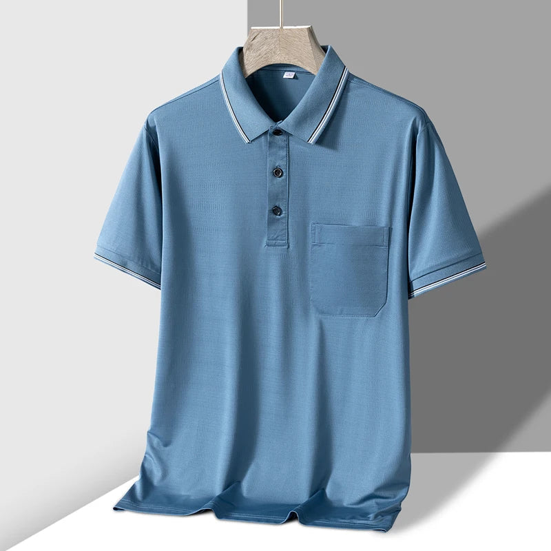 Men's Knit Button-Up Polo Shirt - Blue