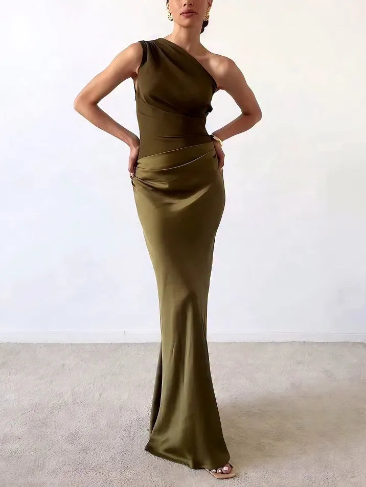 Pleated Maxi Dress – Women's Evening Dress | Anita - Dark Green