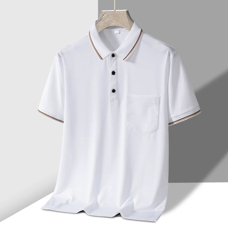 Men's Knit Button-Up Polo Shirt - White