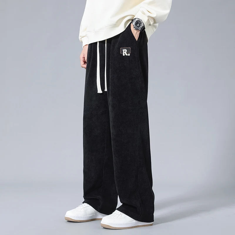 Kellan Relaxed Fit Corduroy Sweatpants - Black