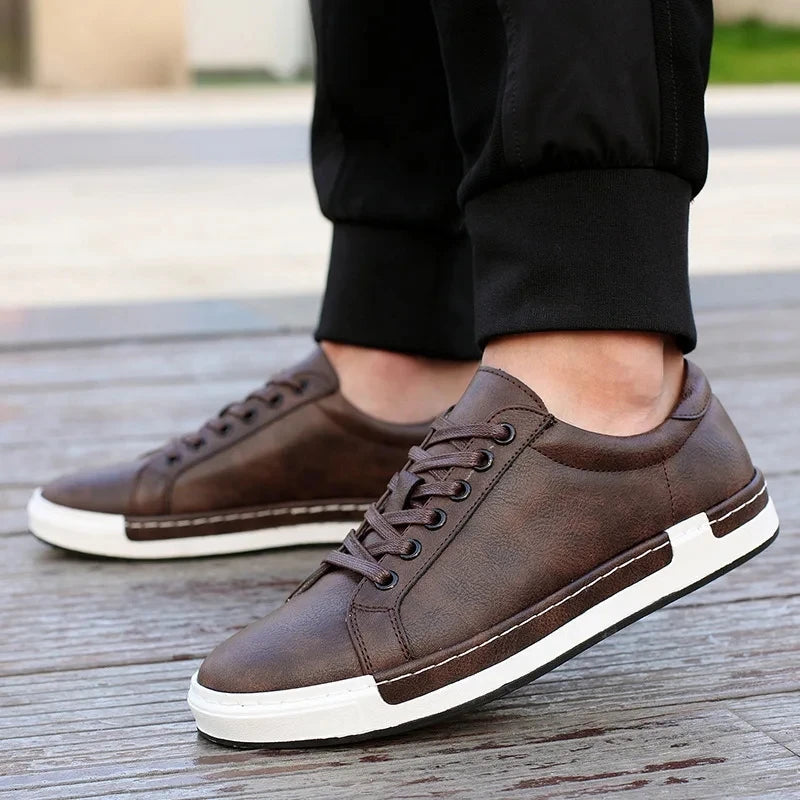 Leather Lace-Up Sneakers for Men