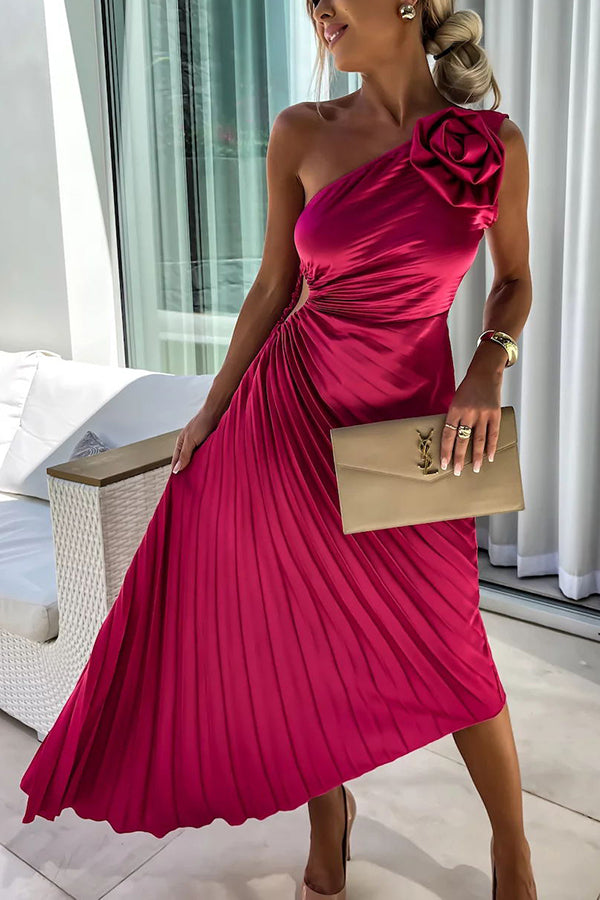 Floral Midi Dress – Women's Party Dress - Red