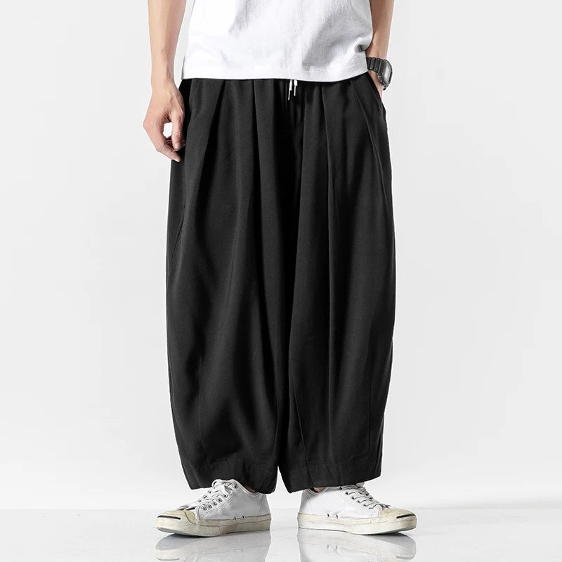Corwin Wide-Leg Cotton Sweatpants - Black