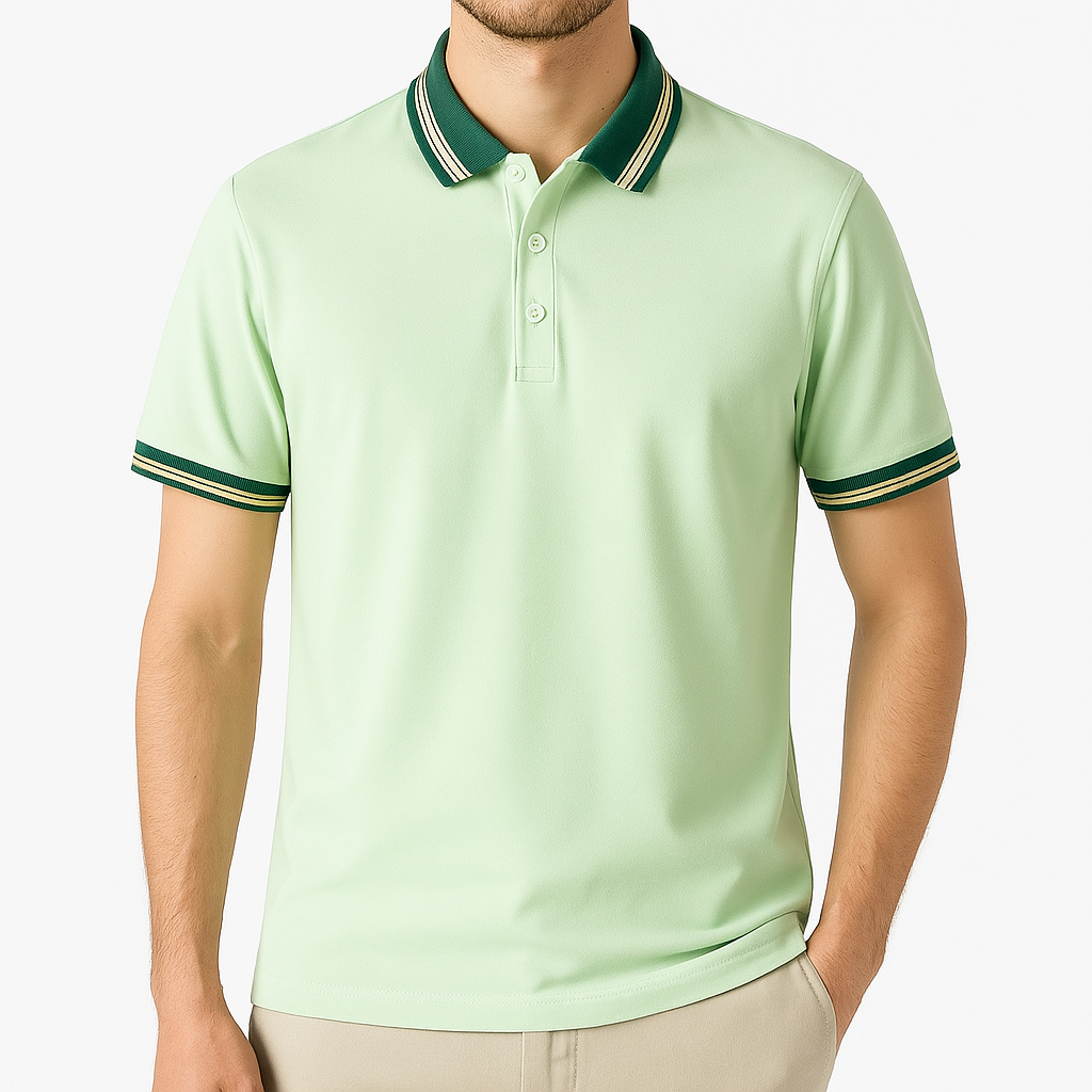 Men's Knit Button-Up Polo Shirt - Green