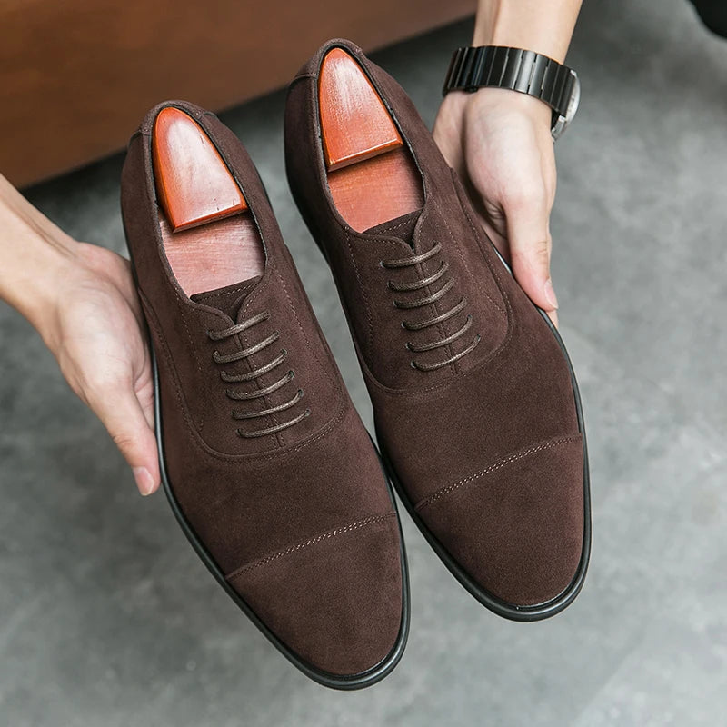 Cap Toe Suede Oxford Dress Shoes for Men - Brown