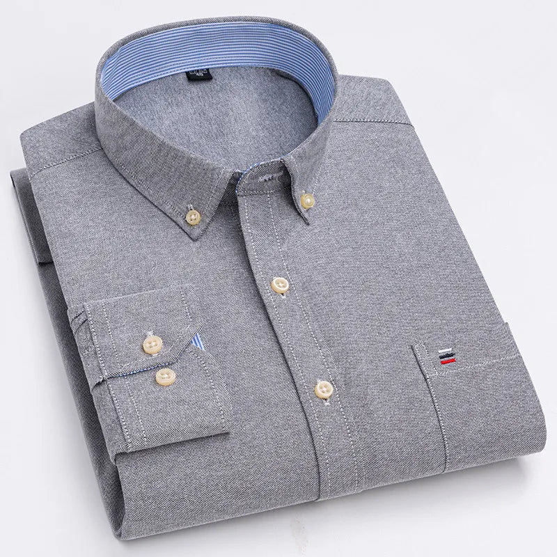 Andaro Cotton Button-Down Dress Shirt - Gray