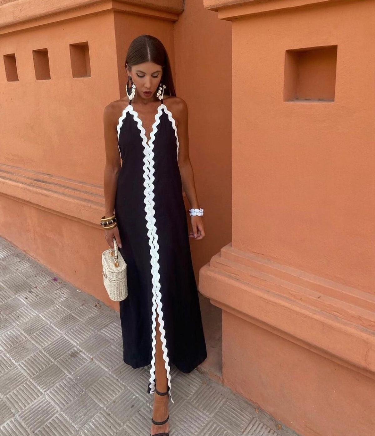 Wrap Maxi Dress – Women's Wedding Guest Dress - Black