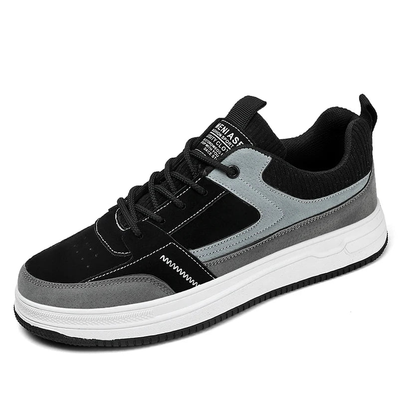 Men's Patchwork Low-Top Sneakers - Black