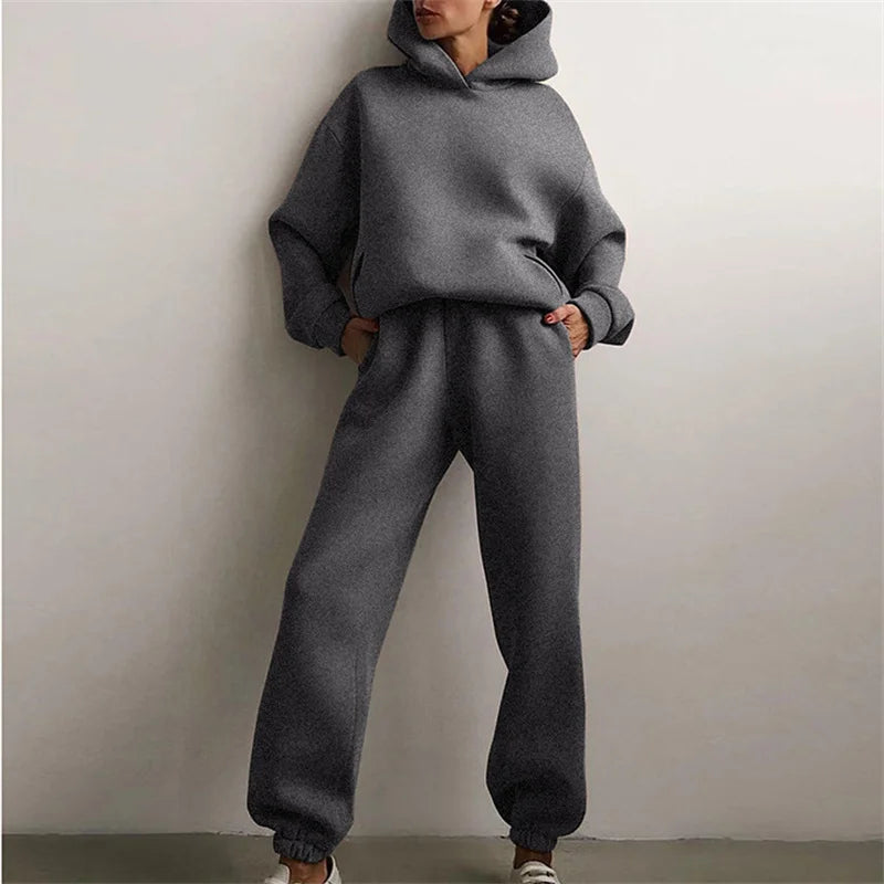 Serina Oversized Two-Piece Lounge Set - Dark Grey