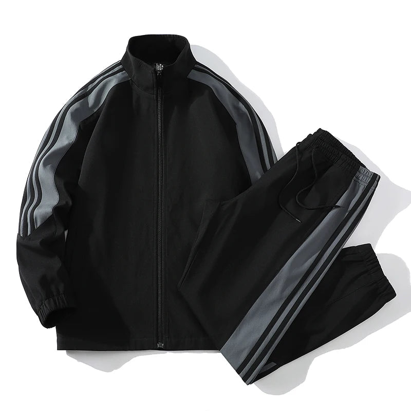 Harlow Full-Zip Jogger Set – Men's 2-Piece Tracksuit - Black