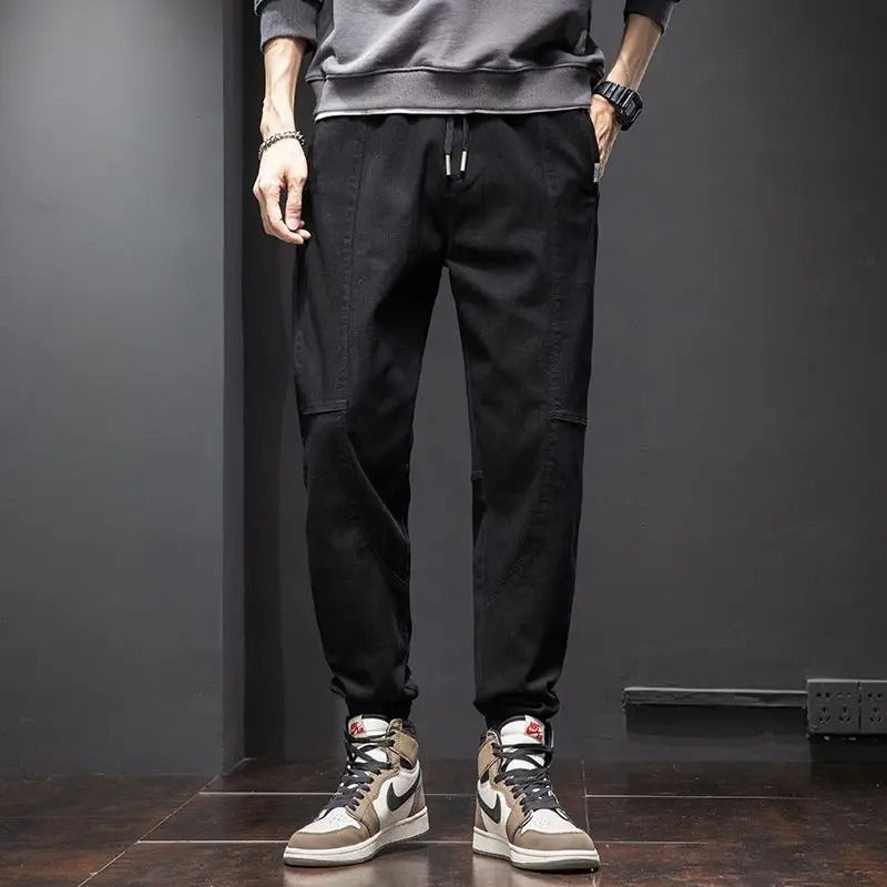 Camden Cotton Drawstring Joggers - Black