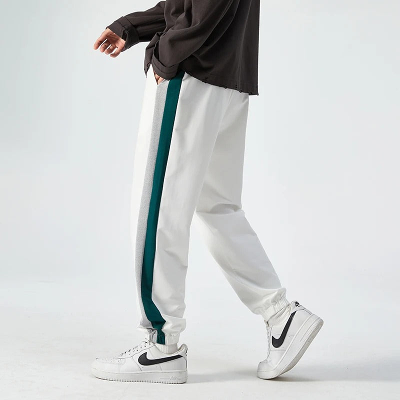 Camden Cotton Stripe Joggers - White
