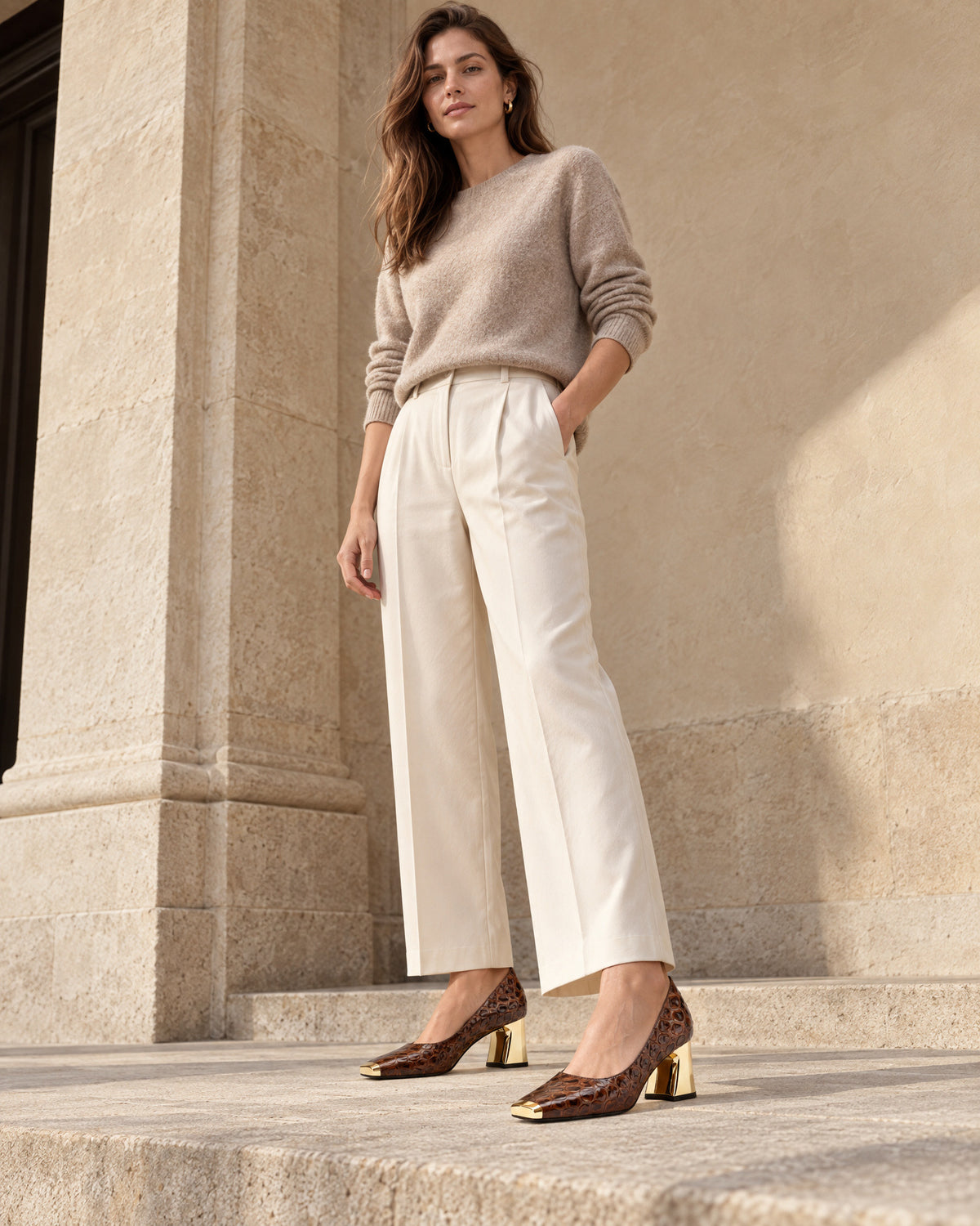 Block Heel Pumps for Women – on-model photo